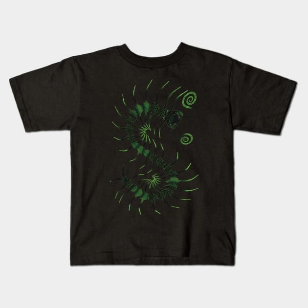 The Darkest Green Centipede Kids T-Shirt by IgorAndMore